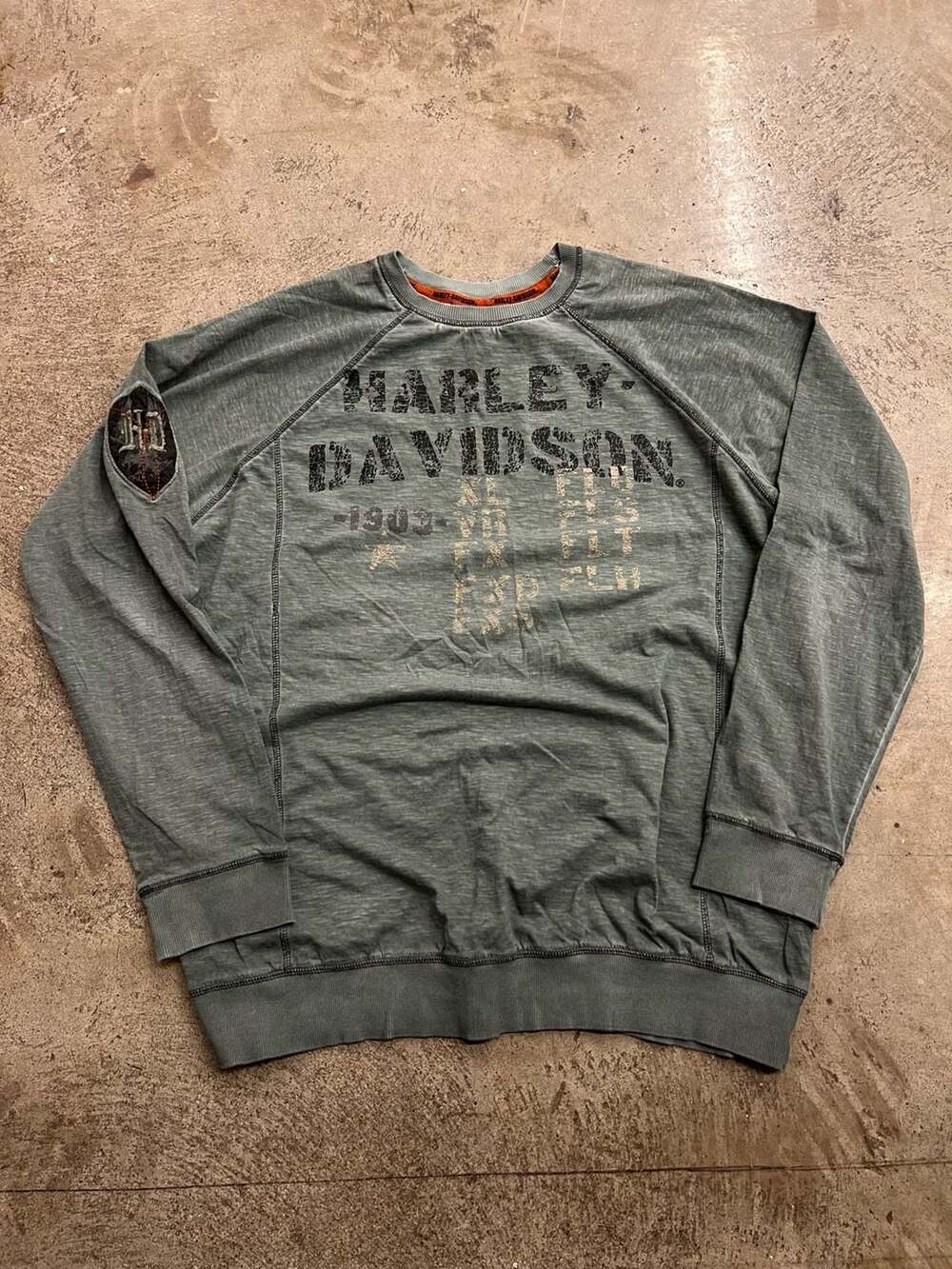 Harley Davidson Longsleeve Size XL Green Distressed